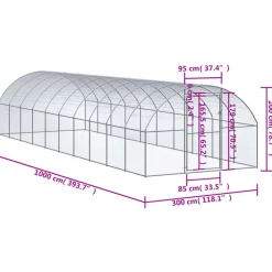 VIDAXL - Poulailler d extérieur 3x10x2 m acier galvanisé