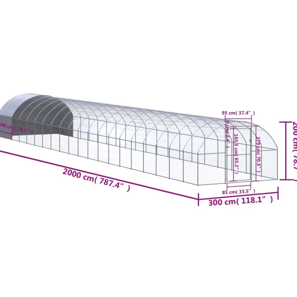 VIDAXL - Poulailler d extérieur 3x20x2 m acier galvanisé