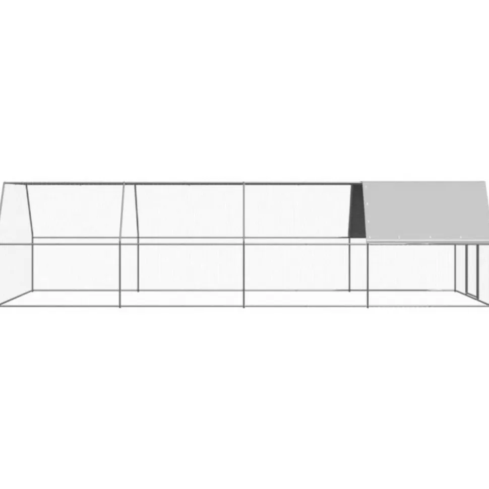 VIDAXL - Poulailler d extérieur 3x8x2 m acier galvanisé