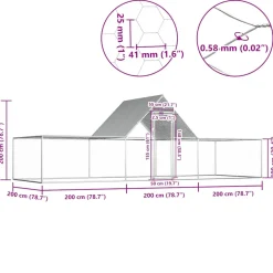 VIDAXL - Poulailler 6 x 2 x 2 m acier galvanisé