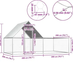VIDAXL - Poulailler 4 x 2 x 2 m acier galvanisé