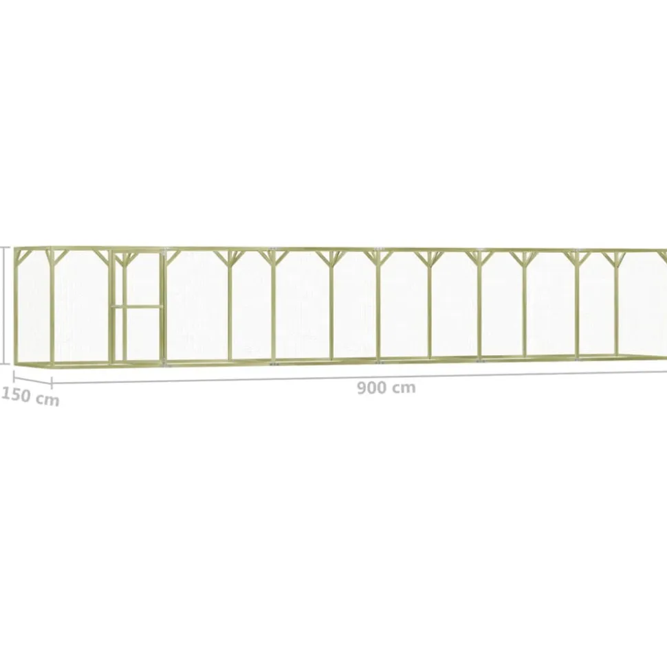 VIDAXL - Poulailler 1,5x9x1,5 m pinède imprégnée