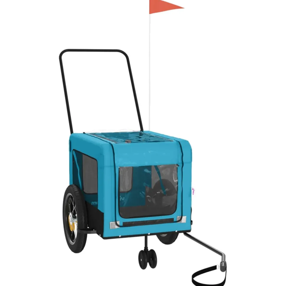 VIDAXL - Remorque de vélo pour animaux de compagnie bleu et noir