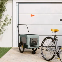 VIDAXL - Remorque de vélo pour animaux de compagnie gris et noir