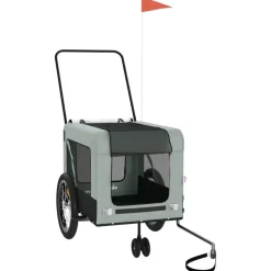 VIDAXL - Remorque de vélo pour animaux de compagnie gris et noir