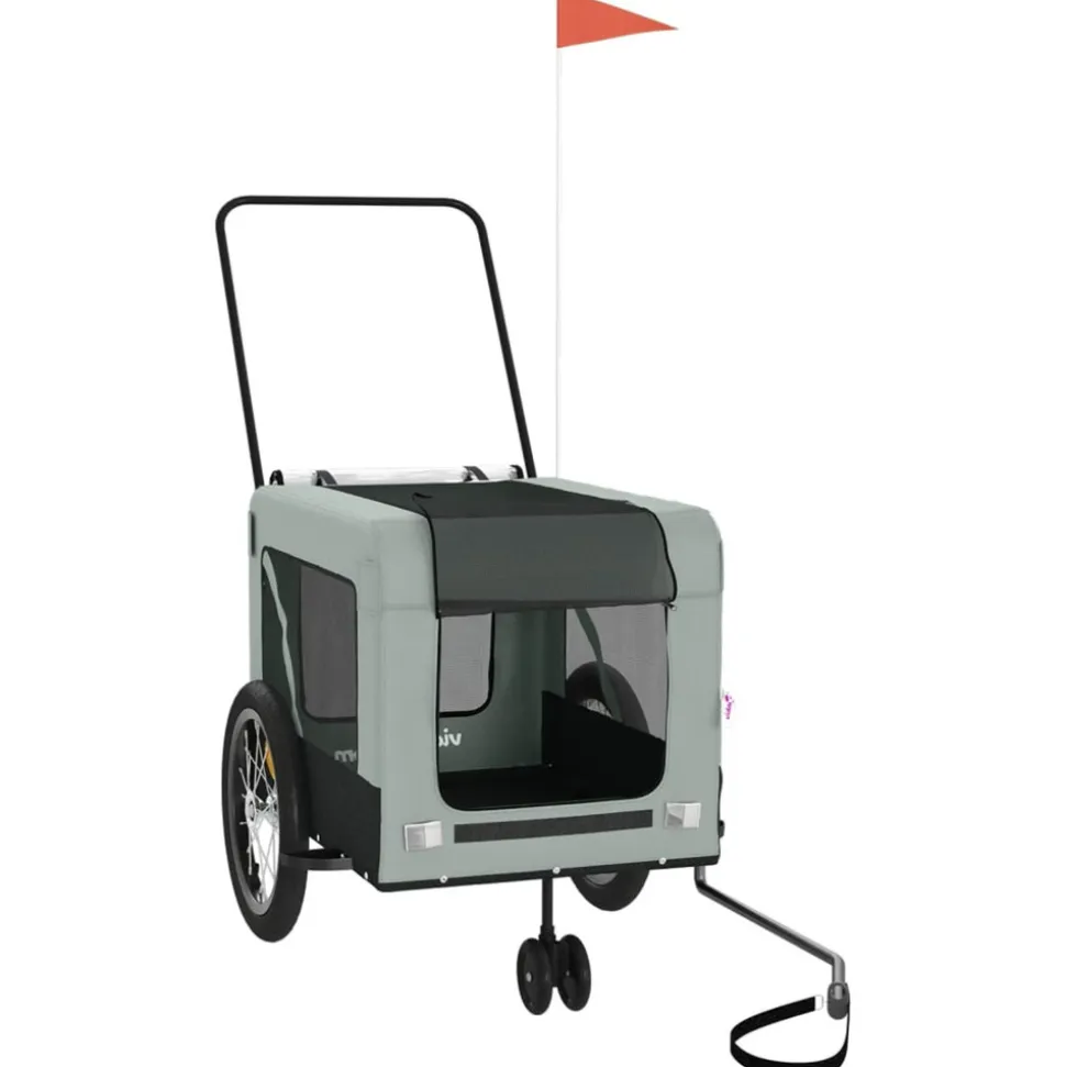 VIDAXL - Remorque de vélo pour animaux de compagnie gris et noir