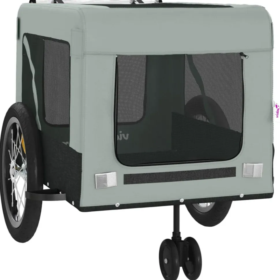VIDAXL - Remorque de vélo pour animaux de compagnie gris et noir