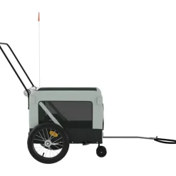 VIDAXL - Remorque de vélo pour animaux de compagnie gris et noir