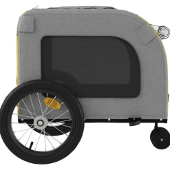VIDAXL - Remorque de vélo pour animaux de compagnie jaune et gris