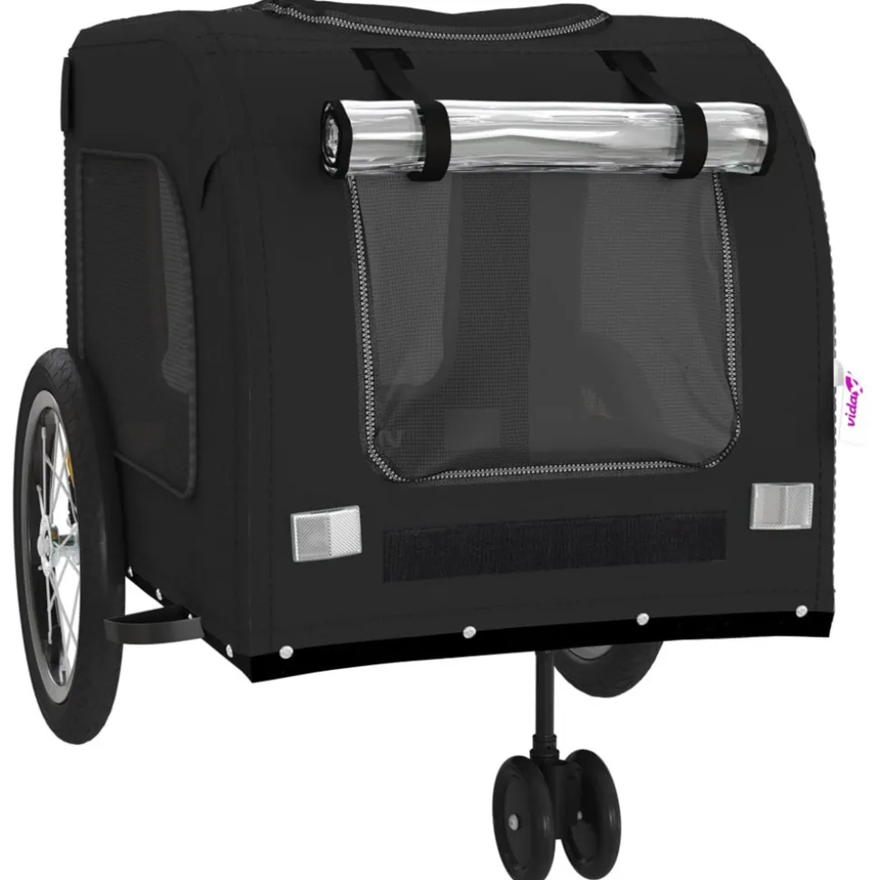 VIDAXL - Remorque de vélo pour animaux de compagnie noir