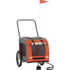 VIDAXL - Remorque de vélo pour animaux de compagnie orange et gris
