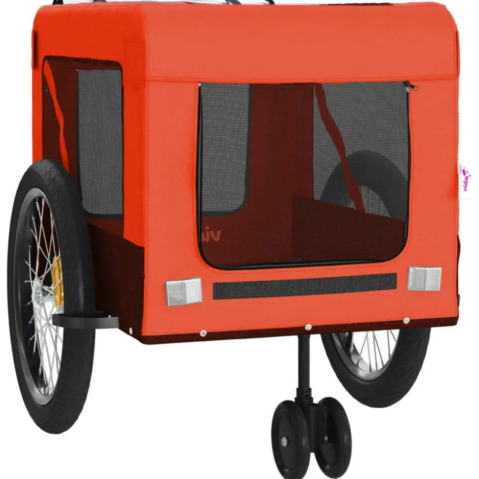 VIDAXL - Remorque de vélo pour animaux de compagnie orange et noir