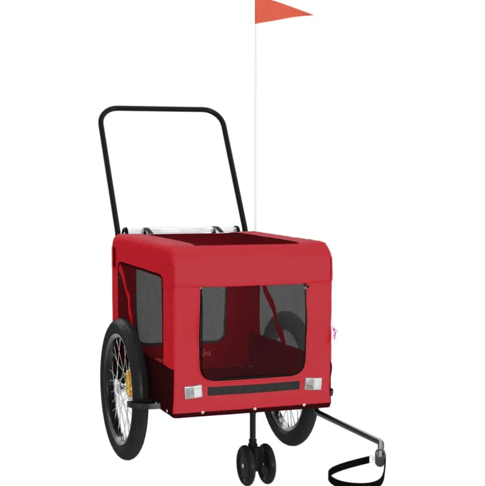 VIDAXL - Remorque de vélo pour animaux de compagnie rouge et noir