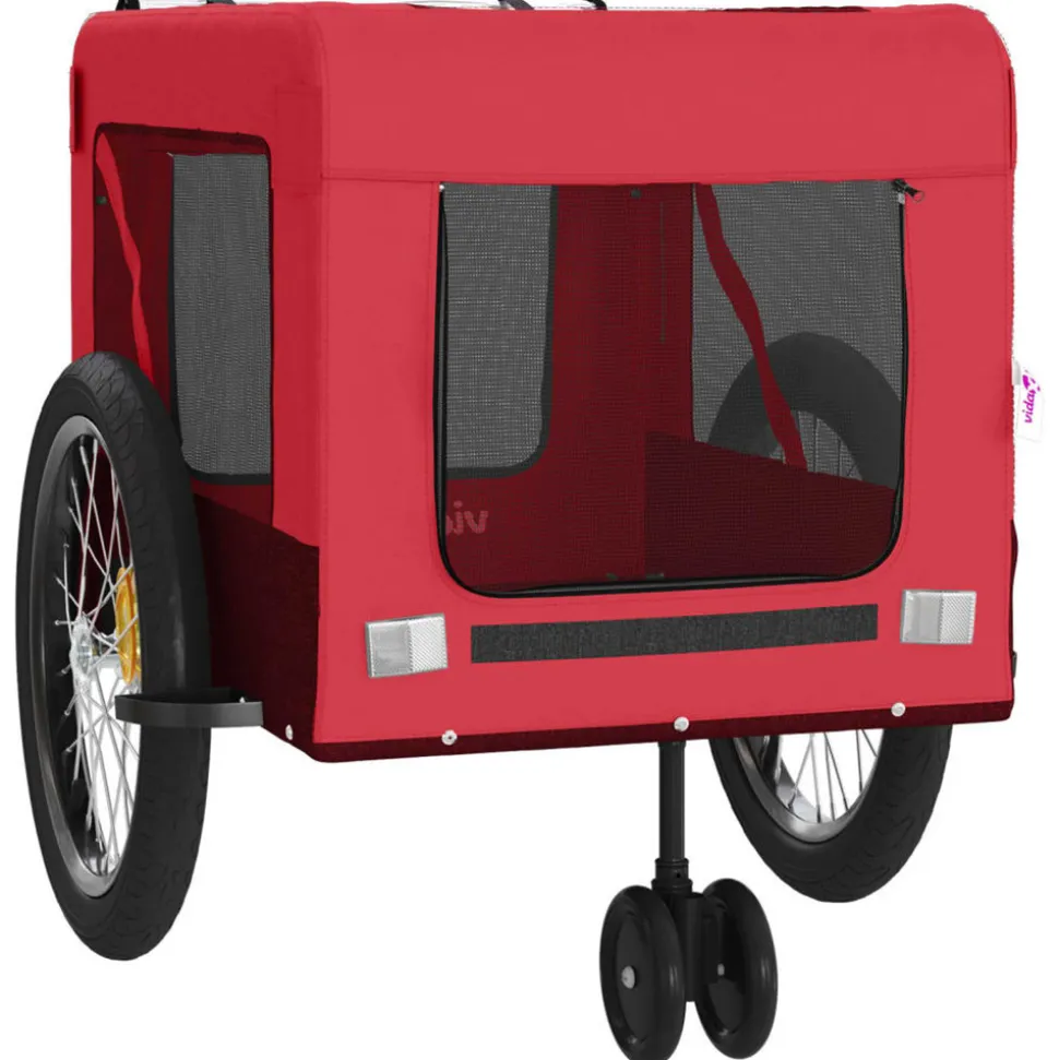 VIDAXL - Remorque de vélo pour animaux de compagnie rouge et noir