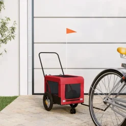 VIDAXL - Remorque de vélo pour animaux de compagnie rouge et noir