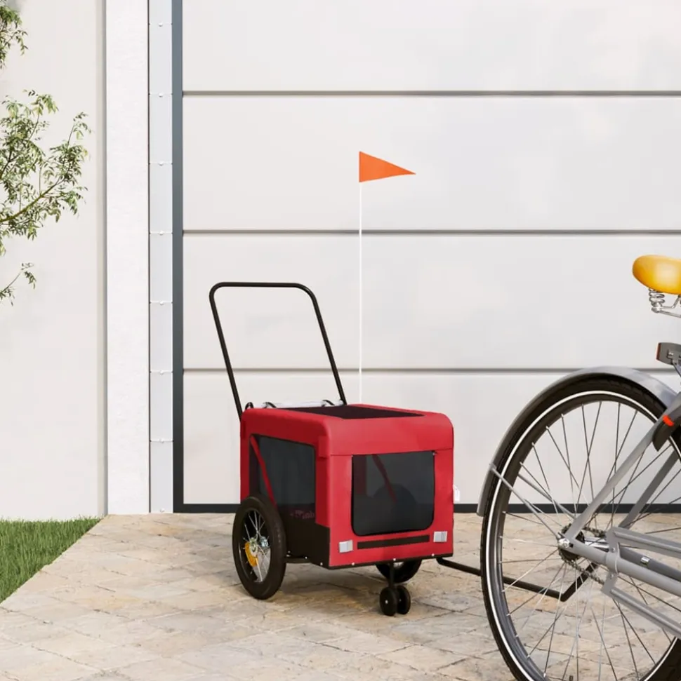 VIDAXL - Remorque de vélo pour animaux de compagnie rouge et noir