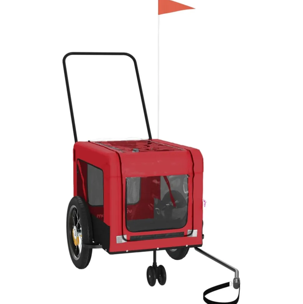 VIDAXL - Remorque de vélo pour animaux de compagnie rouge et noir