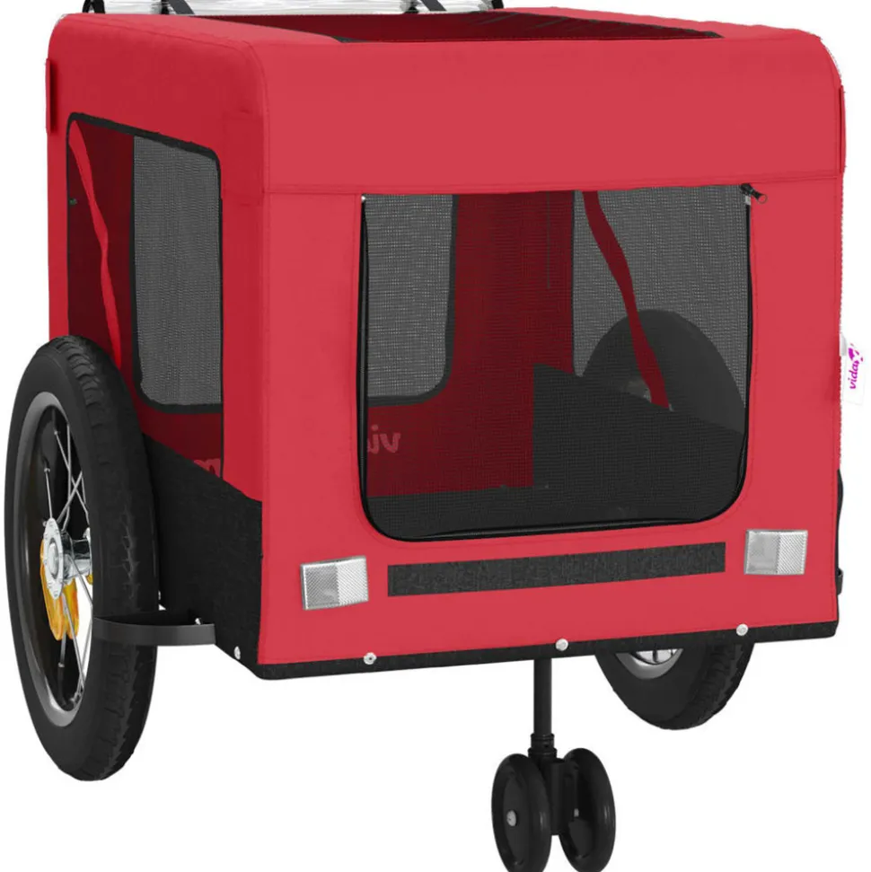 VIDAXL - Remorque de vélo pour animaux de compagnie rouge et noir