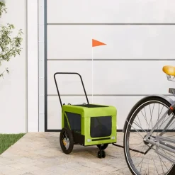 VIDAXL - Remorque de vélo pour animaux de compagnie vert et noir