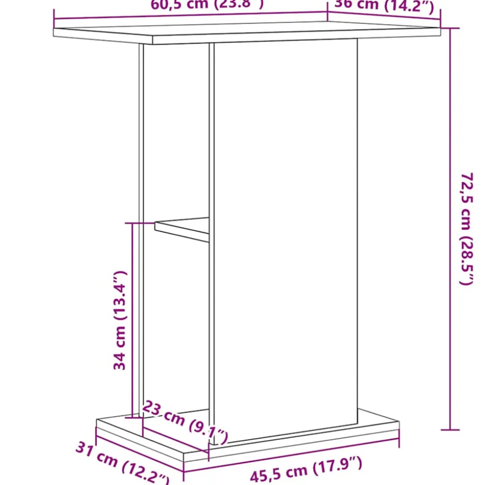 VIDAXL - Support pour aquarium chêne noir 60,5x36x72,5 cm