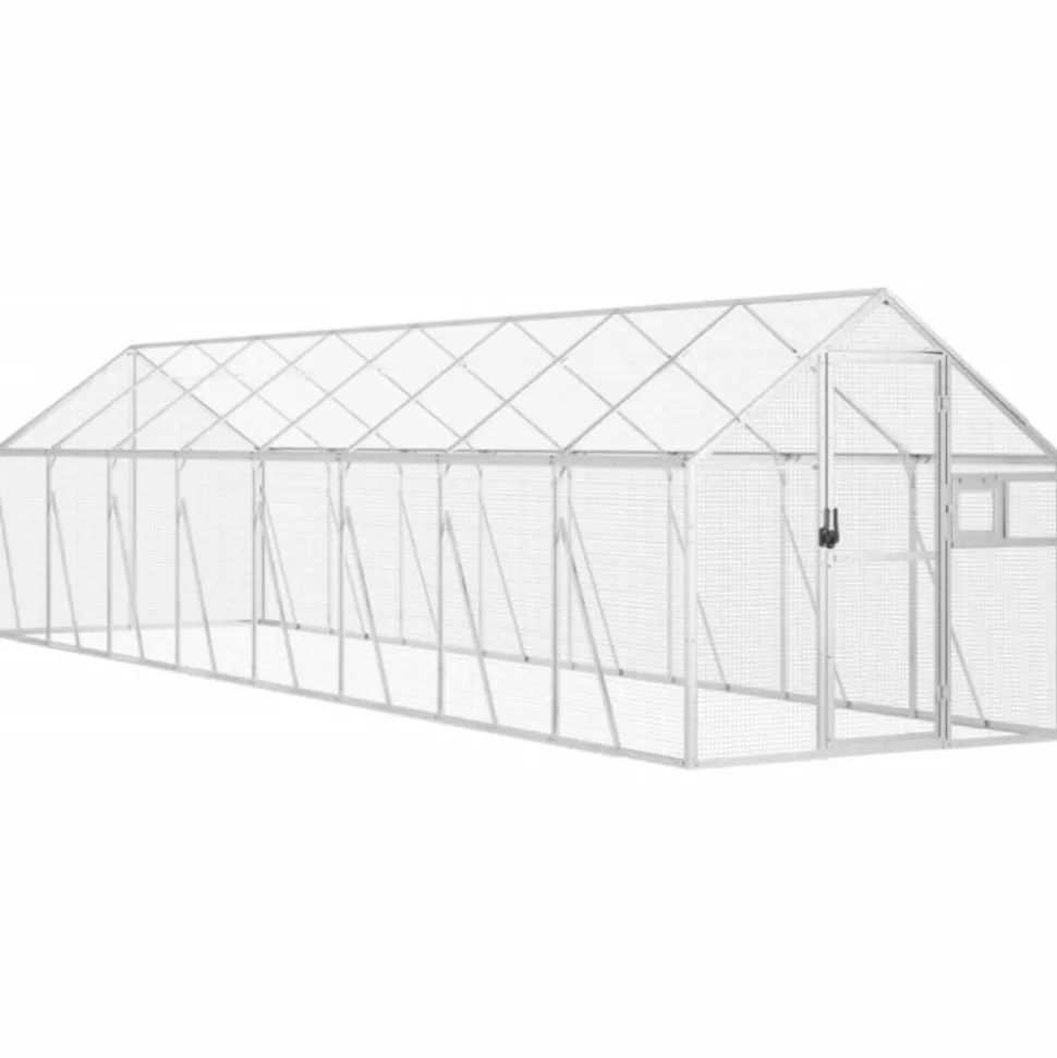 VIDAXL - Volière argenté 1,79x8x1,85 m aluminium