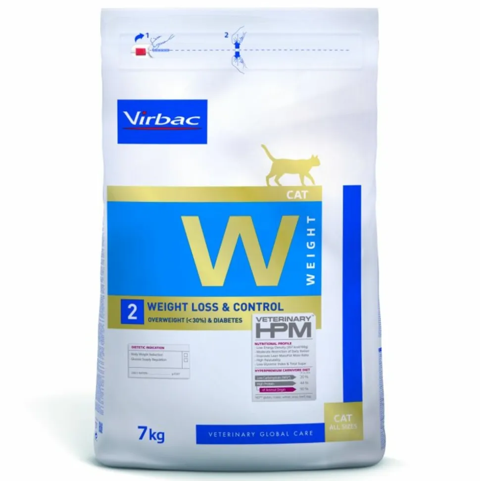 VIRBAC - Croquettes chat veterinary hpm cat w2 weight loss&control - virbac 1,5 kg