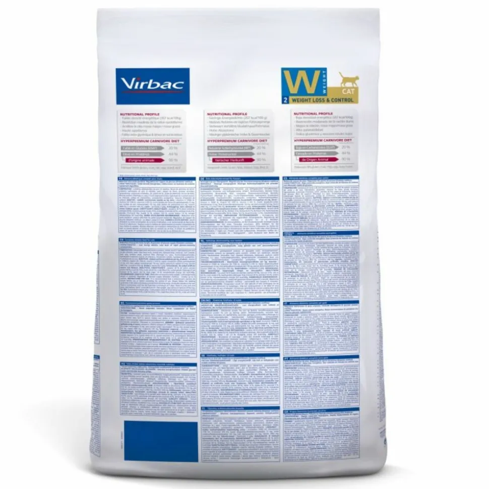 VIRBAC - Croquettes chat veterinary hpm cat w2 weight loss&control - virbac 1,5 kg
