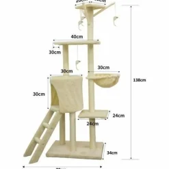 YOUDOIT - Arbre à chat beige 79 x 34 x 138 cm