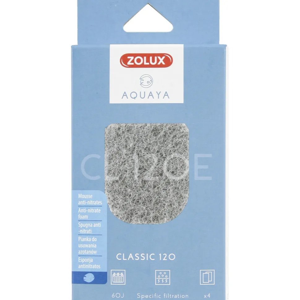ZOLUX - Filtre pour pompe classic 120, filtre cl 120 e mousse anti nitrates x 4 pou