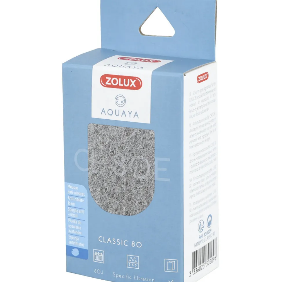 ZOLUX - Filtre pour pompe classic 80, filtre cl 80 e mousse anti nitrates x 4 pour