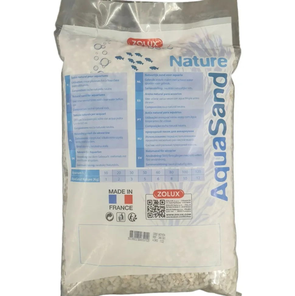 ZOLUX - Gravier décoratif gris d'environ 4-8mm aquasand de 4.5 kg.