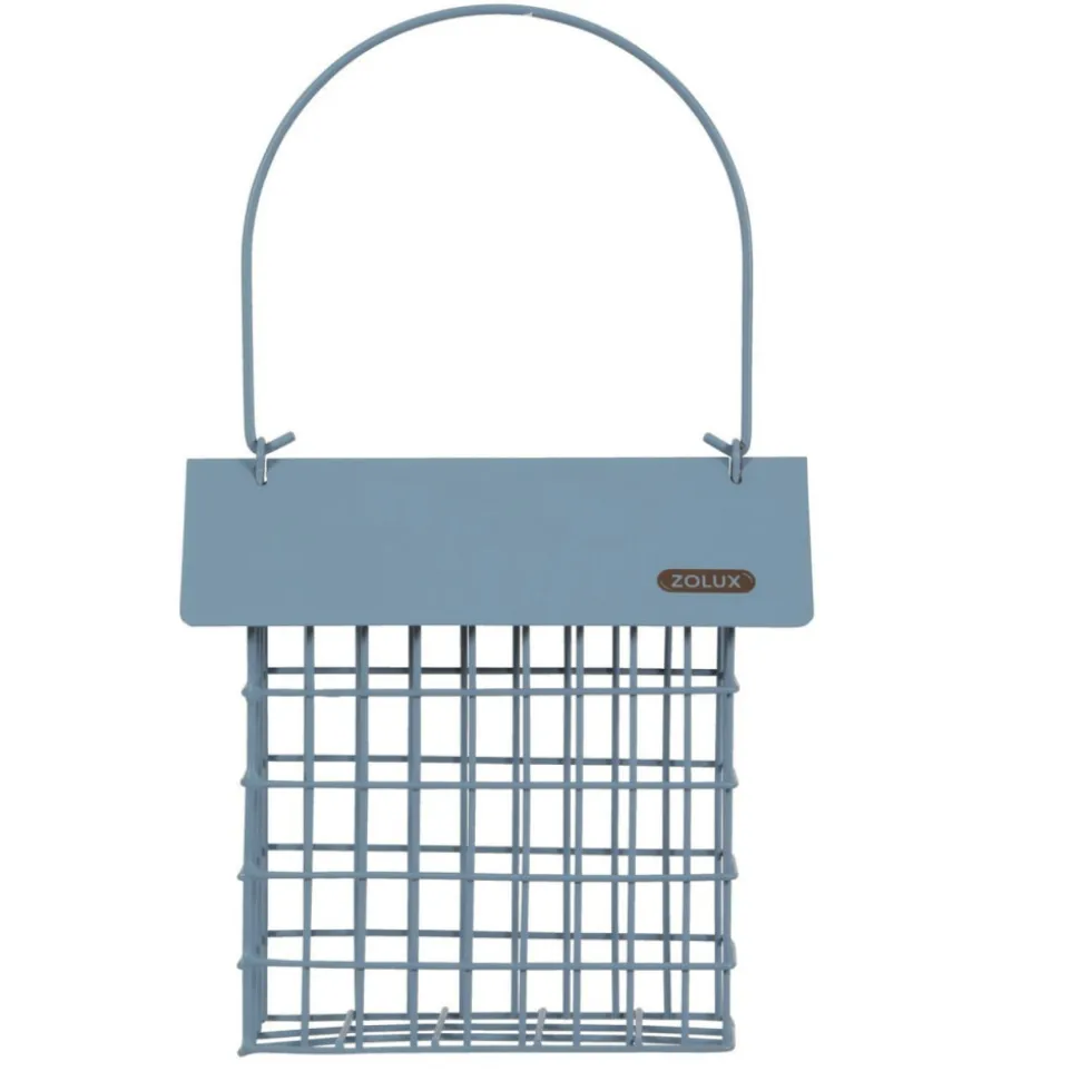 ZOLUX - Support pain de graisse en métal avec toit bleu orage pour oiseaux