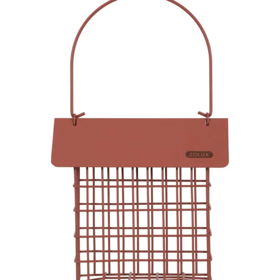ZOLUX - Support pain de graisse en métal avec toit rouge terracotta pour oiseaux