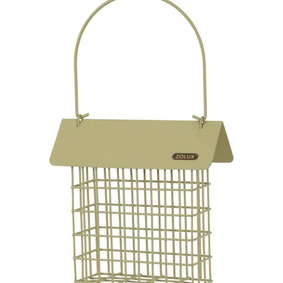 ZOLUX - Support pain de graisse en métal avec toit vert lichen pour oiseaux