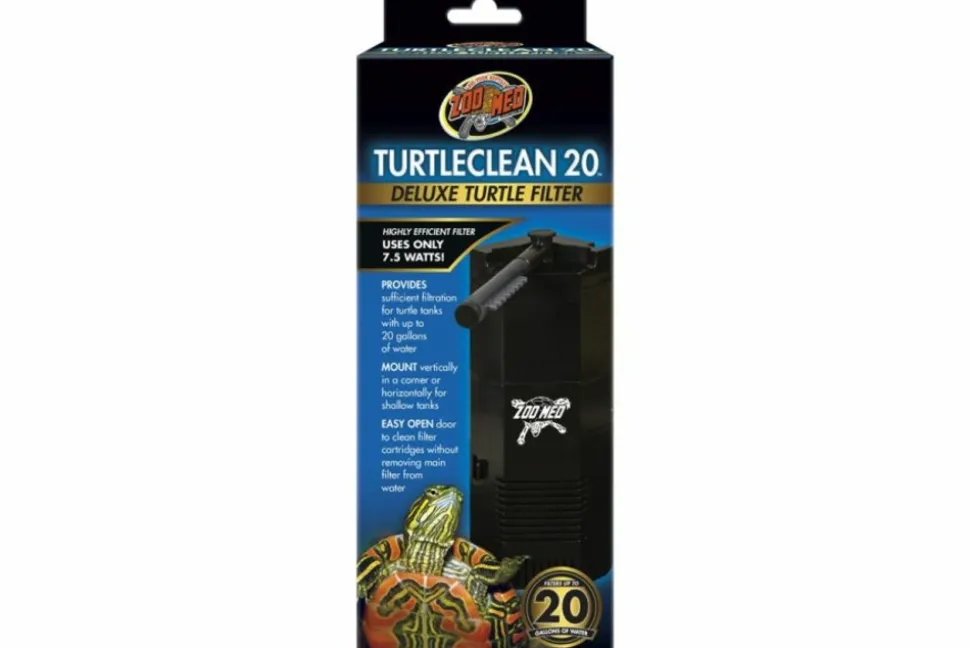 ZOOMED - Filtre pour aquarium 75l - turtleclean 20 pour amphibiens (type axolotl) ou poissons